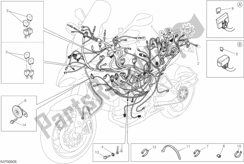 Todas as partes de Chicote De Fiação do Ducati Multistrada 1200 ABS 2013